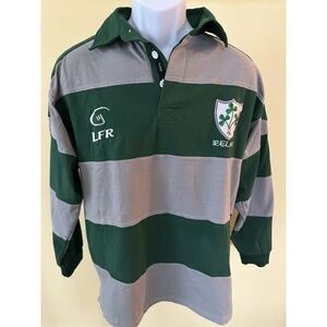 LFR Live for Rugby Malham Irish Shamrock Striped Rugby Jersey Green Grey